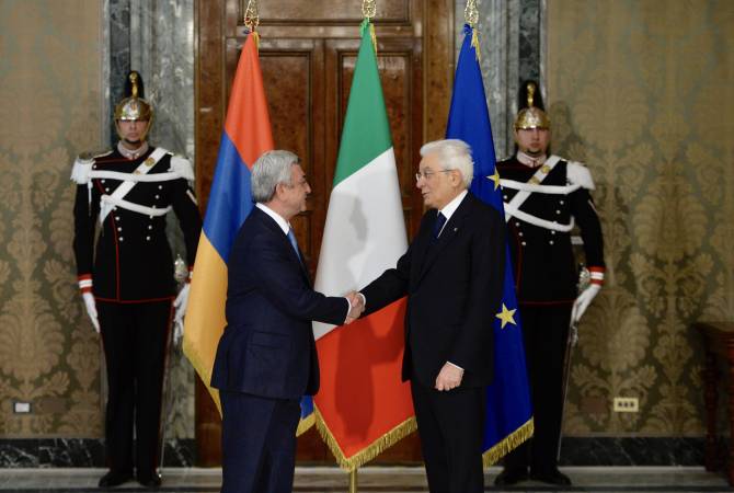 Italian investments increase in Armenia's economy: President Sargsyan meets President Sergio 
Mattarella in Rome