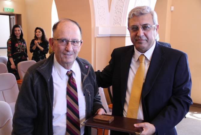 Professor of Armenian Studies Michael Stone awarded Matenadaran Commemorative Medal 