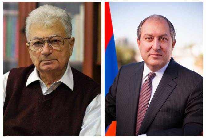 President Armen Sarkissian congratulates academician Yuri Hovhannisyan on 85th birthday