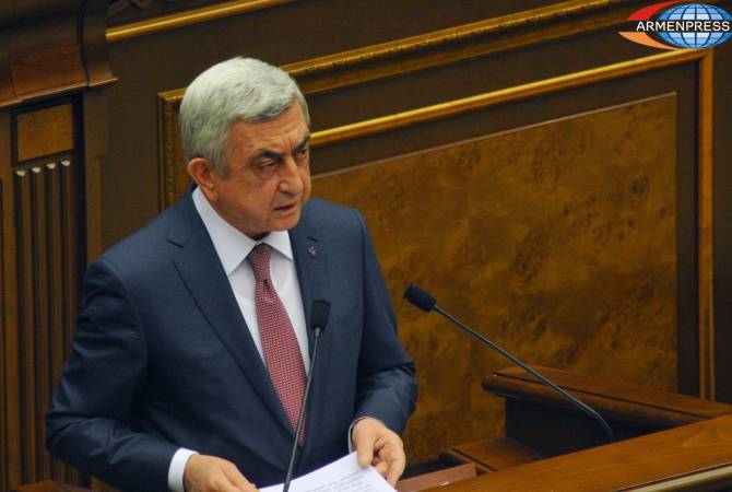 ‘I have the support of parliamentary majority and I’m ready to serve it for ultimate goal of our 
country’s dynamic development’ – Serzh Sargsyan