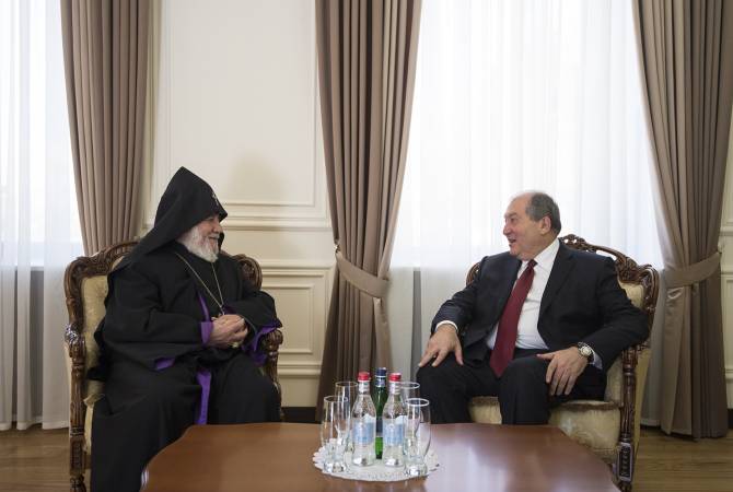 President Armen Sarkissian hosts Catholicos of All Armenians Garegin II