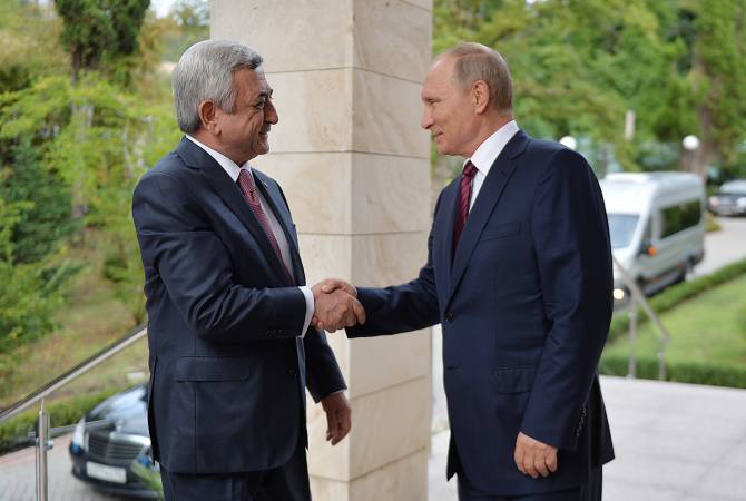 Vladimir Putin congratulates Serzh Sargsyan on assumption of the post of Prime Minister of 
Armenia