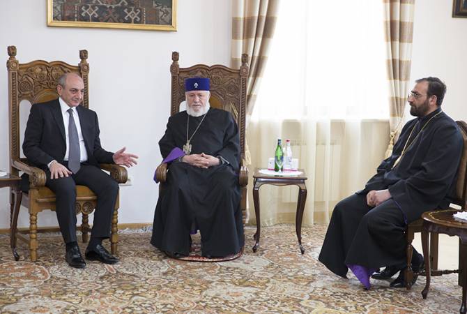 Catholicos of All Armenians Garegin II, President of Artsakh discuss ongoing Yerevan events