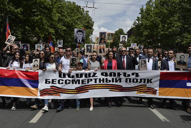 Armenian president takes part in Immortal Regiment march 