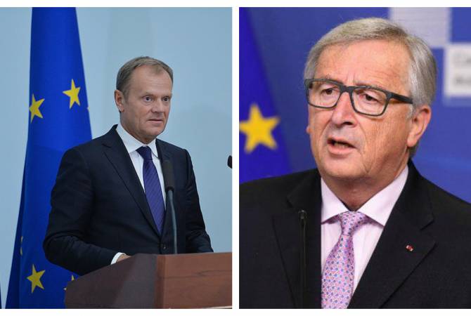 EU's Donald Tusk and Jean-Claude Juncker jointly congratulate Nikol Pashinyan on election as 
PM 