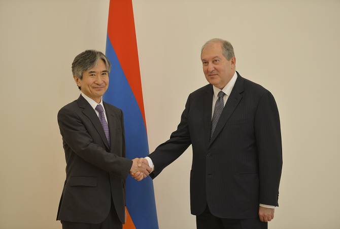 رئيس الجمهورية أرمين سركيسيان يقبل أوراق اعتماد السفير الجديد لليابان بأرمينيا جون يامادا