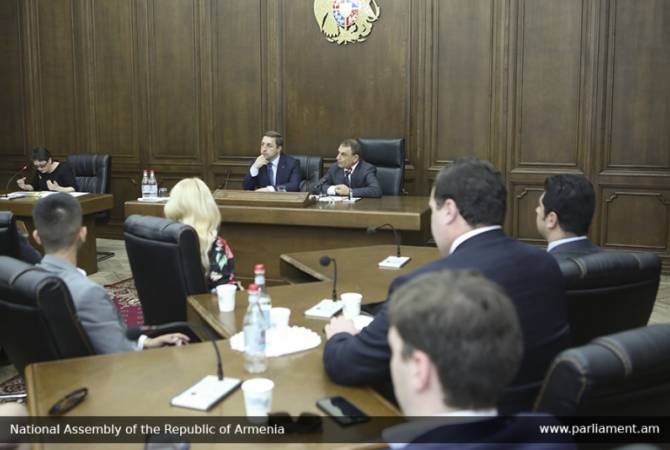 IYDU delegation members meet with Speaker of Parliament of Armenia in Yerevan