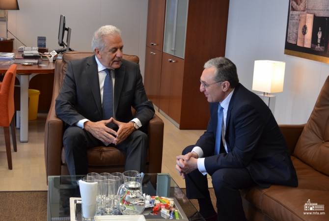 Глава МИД Армении встретился с комиссаром ЕС по вопросам миграции, внутренних дел и 
гражданства

