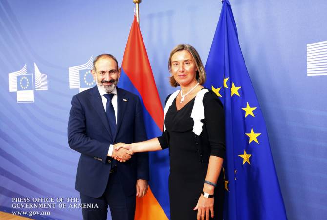 Peaceful settlement of NK conflict continues to be priority for European Union, Mogherini tells 
Pashinyan in Brussels 
