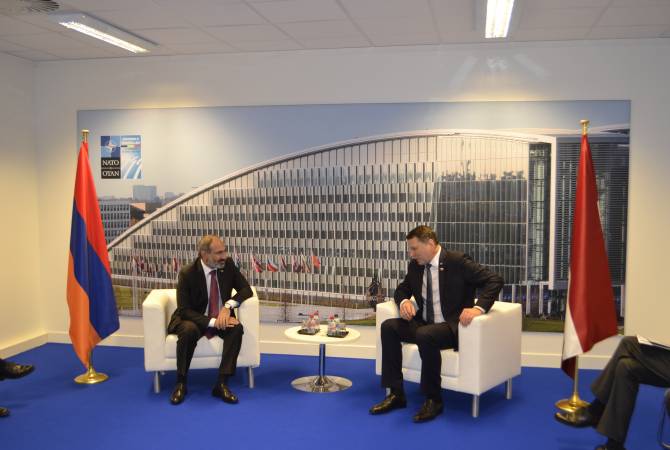 Armenia’s PM meets Latvian president at NATO HQ, calls for strong reaction of int’l community 
to Azerbaijani actions