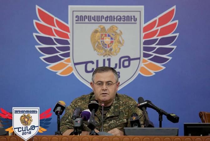 رئيس الأركان العامة للقوات المسلحة الأرمينية أرتاك دافتيان يقدّم سيناريو التدريبات العسكرية الشاملة 
شانط 2018 التي جرت بأرمينيا
