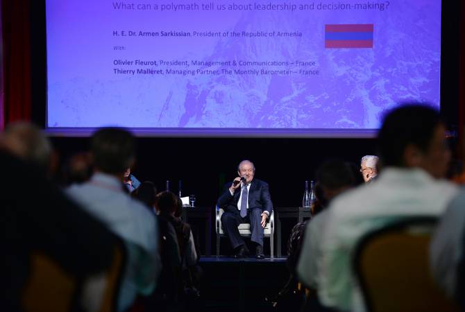 Armenian president takes part in Summit of Minds in France 