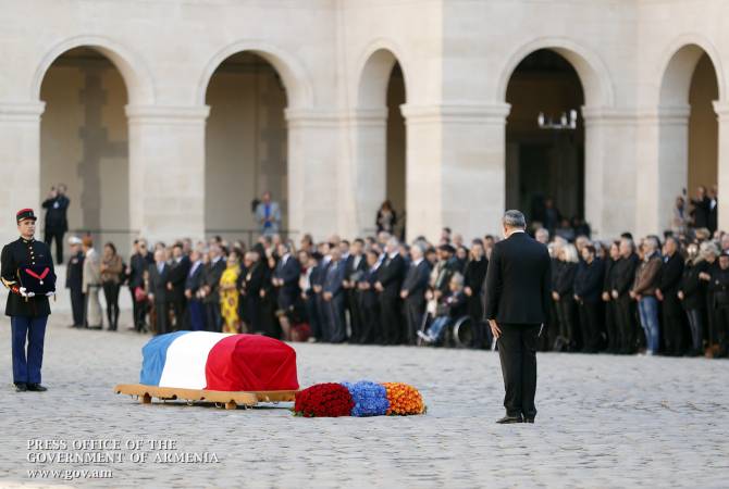 Pashinyan, Macron deliver eulogies at Aznavour's state funeral in Paris 