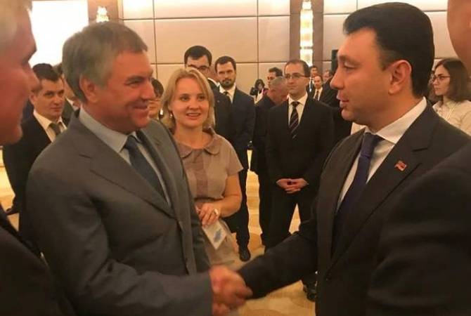 Armenia’s Deputy Speaker of Parliament, Russia’s State Duma chairman hold one-on-one 
meeting 