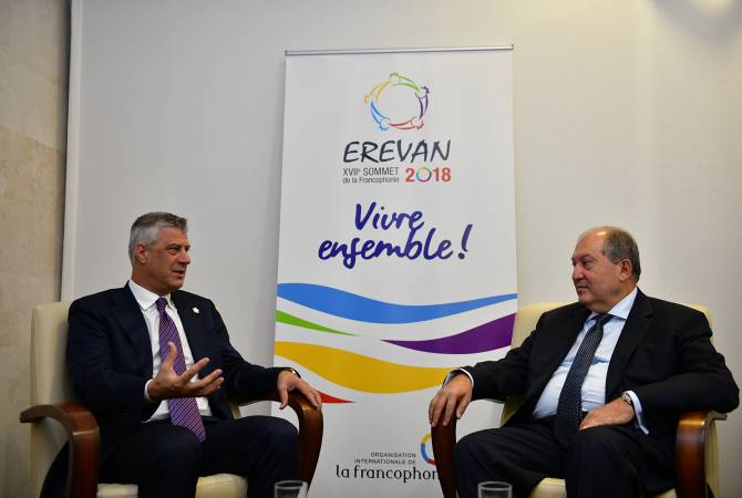 Armen Sargsyan a rencontré le Président du Kosovo, Hashim Thaçi

