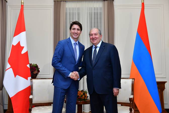 Президент Армении Армен Саркисян встретился с премьер-министром Канады Джастином 
Трюдо

