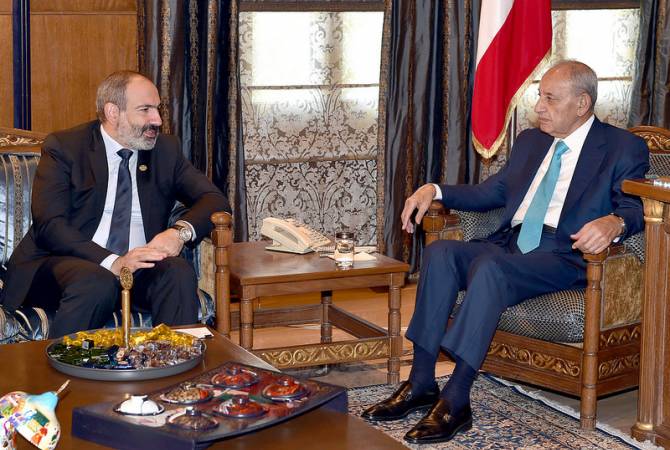 رئيس وزراء أرمينيا بالنيابة نيكول باشينيان يلتقي مع رئيس مجلس النواب اللبناني نبيه بري في بيروت- 
فيديو- 
