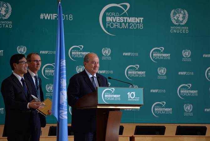 رئيس الجمهورية أرمين سركيسيان يحضر حفل افتتاح منتدى الاستثمار العالمي العاشر-2018 في مقر 
الأمم المتحدة في جنيف