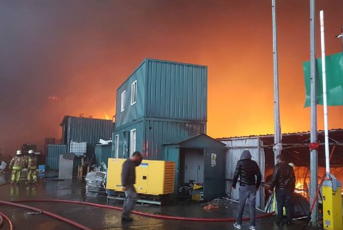 Three factories ablaze in Istanbul, Turkey 