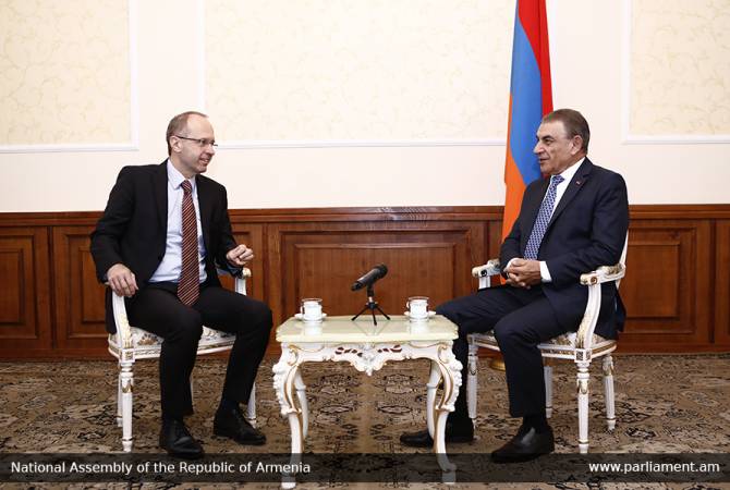 Speaker of Parliament holds meeting with new Swiss Ambassador to Armenia