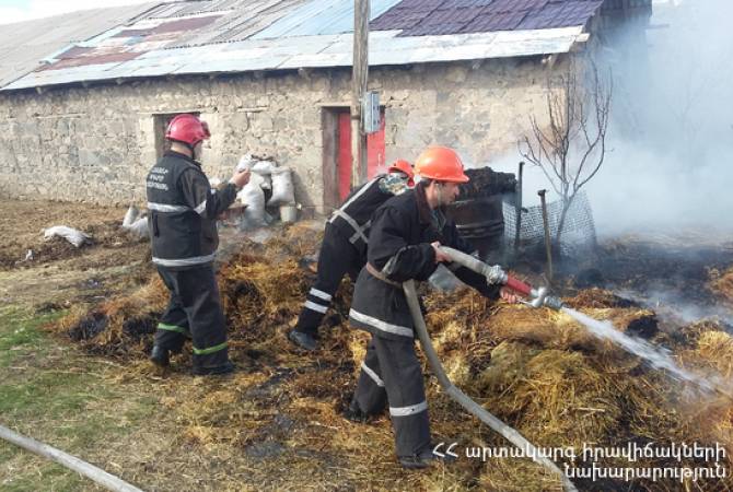 Շամիրամ գյուղում պահեստավորված անասնակեր է այրվել