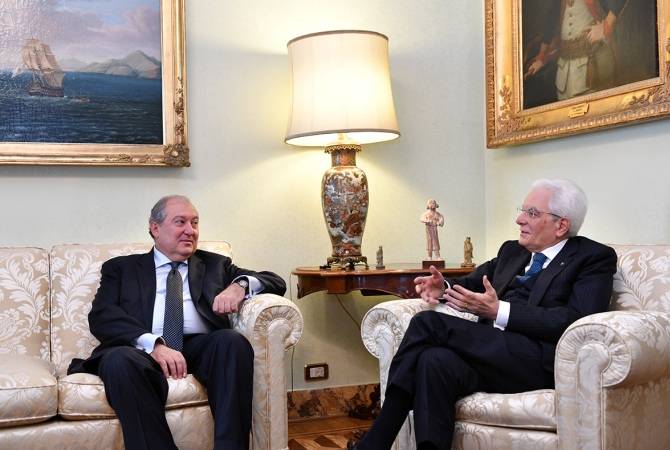 Armen Sarkissian et Sergio Mattarella ont discuté du renforcement de la coopération arméno-
italienne