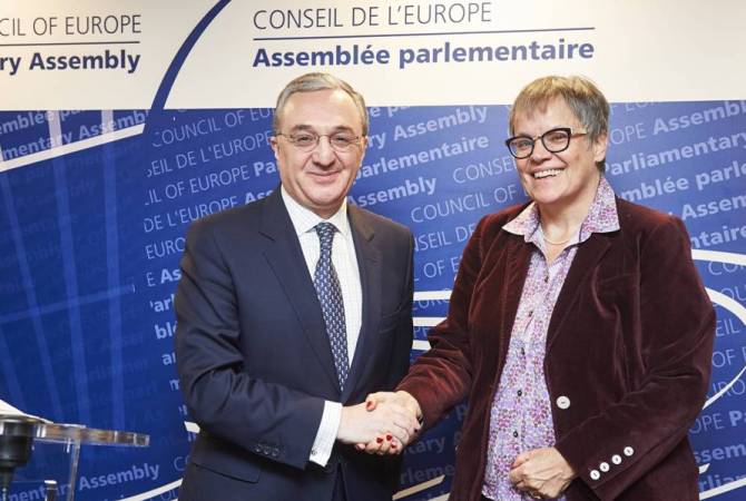 Зограб Мнацаканян встретился в Страсбурге с с председателем ПАСЕ Лилиан Мори Паскье