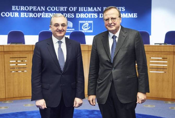 Acting foreign minister of Armenia meets ECHR President in Strasbourg