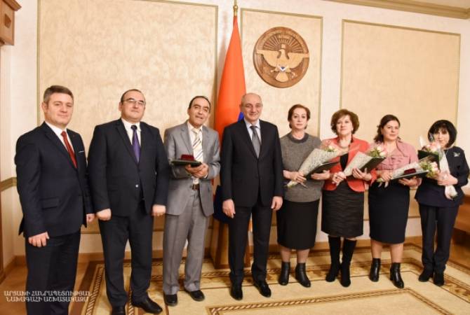 President of Artsakh receives group of teachers of Stepanakert's music school after Komitas