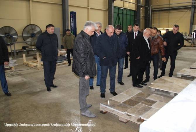 President Sahakyan attends inauguration of new stone processing plant in Artsakh village 