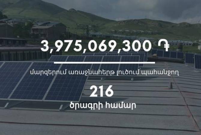 الحكومة خصّصت 3 مليار و975 مليون درام للتنمية الإقليمية بأرمينيا وتنفيذ 216 مشروع -الموعد النهائي 
للتنفيذ هو 20 ديسمبر 2019-