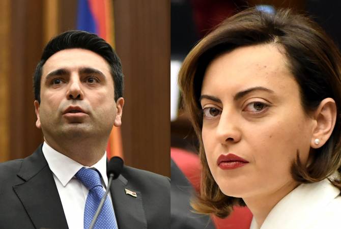 انتخاب لينا نازاريان وآلان سيمونيان بمنصب نائبي رئيس برلمان أرمينيا السابع