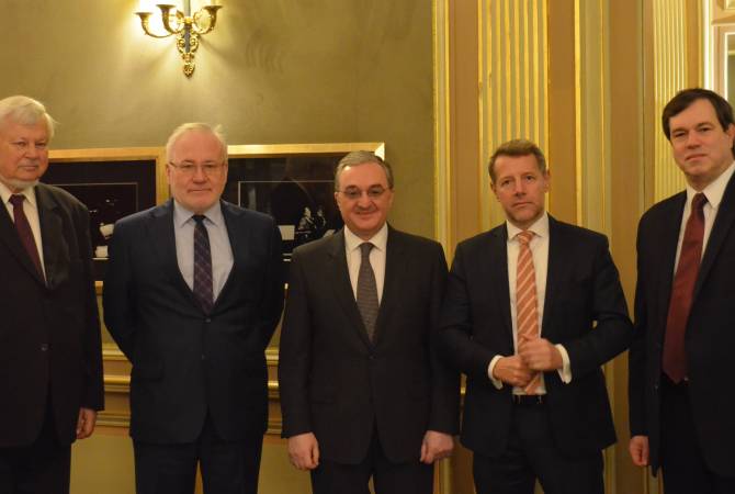 Zohrab Mnatsakanyan and OSCE Minsk Group Co-chairs exchange views on upcoming meeting 
between Armenian and Azerbaijani FMs