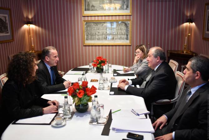 Le Président arménien enchaîne les rencontres avec les milieux d’affaires français: le secteur 
des énergies renouvelables est prometteur pour le pays