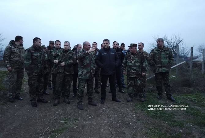 President of Artsakh, NSS Director of Armenia visit southern section of Artsakh-Azerbaijan 
borderline