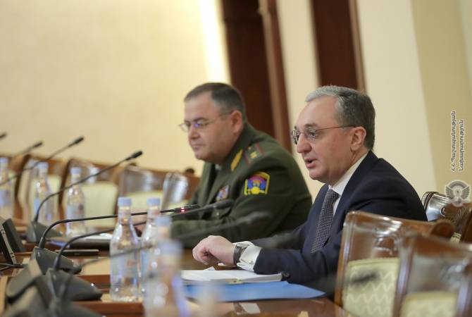 FM Mnatsakanyan delivers lecture at meeting of leadership staff of Armed Forces