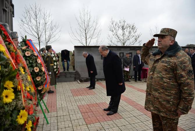 Armenian, Artsakh Presidents attend opening of memorial in Maghavuz village