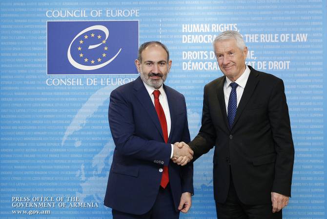 «Le Conseil de l'Europe continuera à soutenir l'Arménie dans le développement de la 
démocratie» ; Thorbjørn Jagland à Nikol Pashinyan