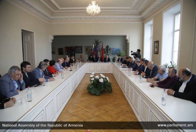 Speaker of Parliament, his delegation members meet with Armenian community representatives 
in St. Petersburg