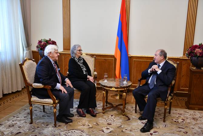 President Sarkissian holds meeting with philanthropists George and Caroline Najarian