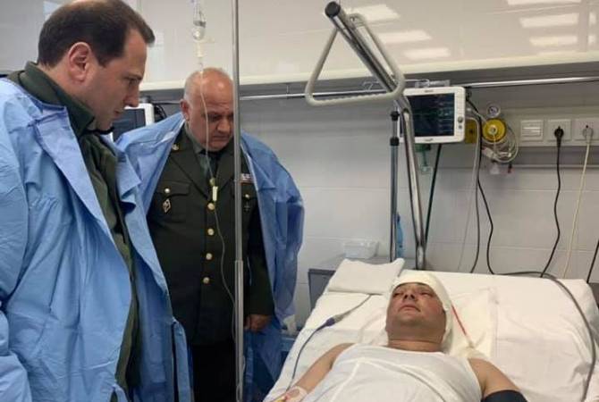 Defense minister visits soldier wounded in Tavush province