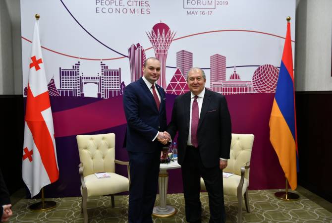 Armenian-Georgian relations have huge development potential: President Sarkissian meets PM 
Bakhtadze in Nur-Sultan