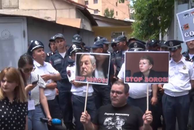 Anti-Soros protesters block Open Society Foundations Armenia office in Yerevan 