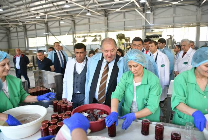 رئيس الجمهورية أرمين سركيسيان يزور في مقاطعة سيونيك عدداً من شركات الإنتاج