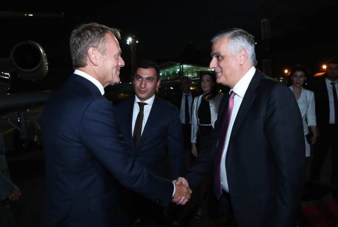 Deputy PM Grigoryan welcomes EU's Tusk in Armenia 