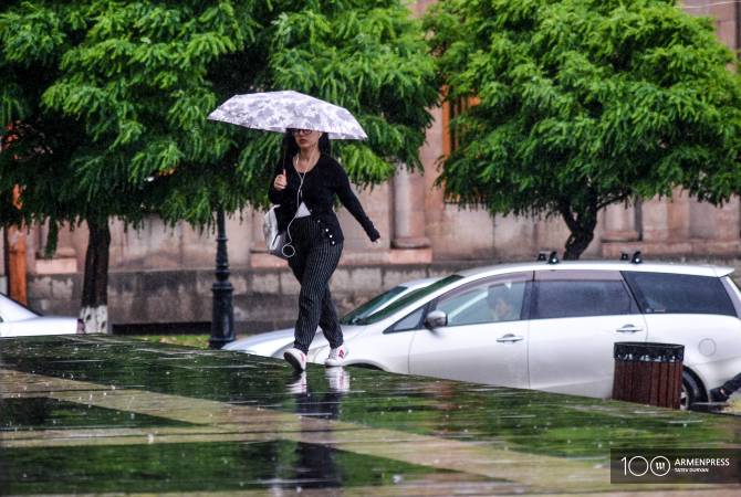  В Армении в отдельных районах ожидается кратковременный дождь с грозой, в отдельных 
местах - град 