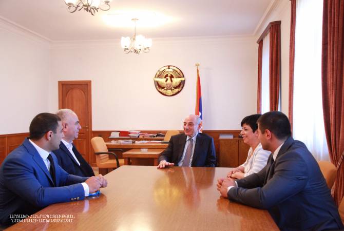 Artsakh's President receives silver medalist of 2019 European Games Sambo Tournament David 
Grigoryan