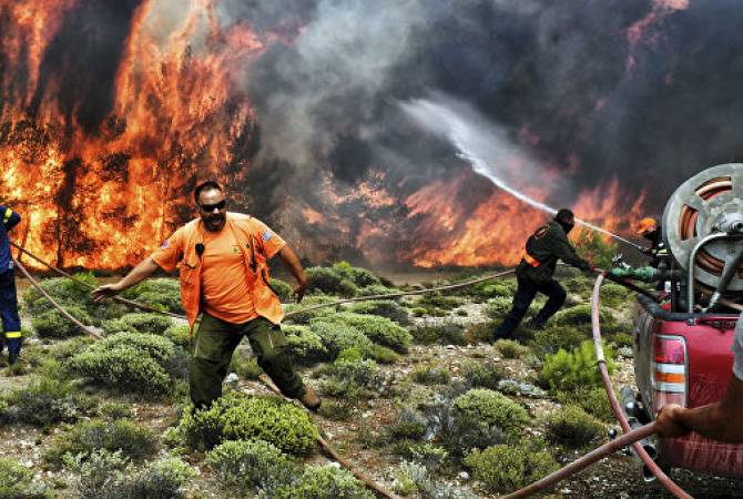 СМИ: семь самолетов и девять вертолетов тушат лесной пожар на греческом острове 
Эвбея