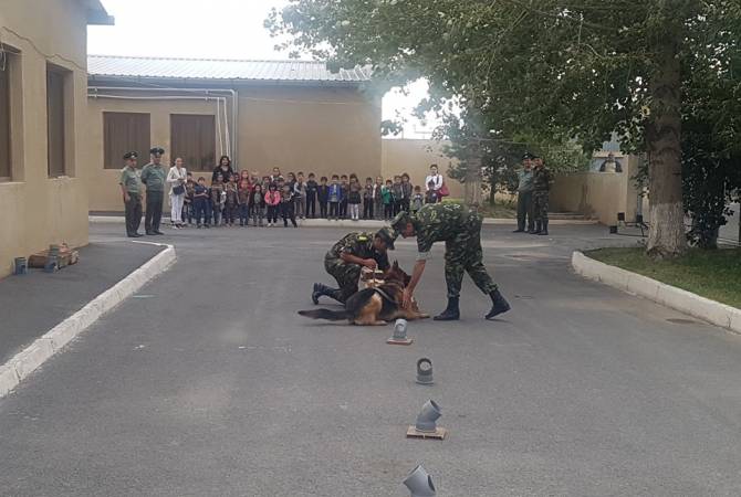 استضافة تلاميذ الروضة N48 في يريفان بمركز تدريب الكلاب التابع لوكالة الأمن القومي الأرميني