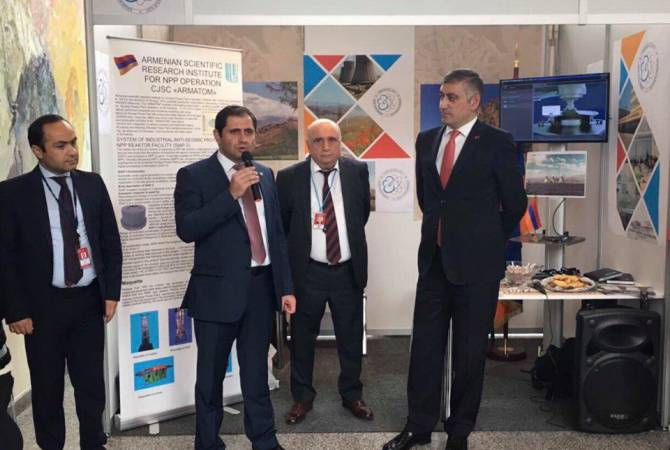 Minister Papikyan attends opening ceremony of Armenian pavilion during 63rd IAEA conference
